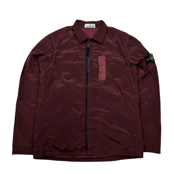 Stone Island 2017 Maroon Nylon Metal Shimmer Overshirt - Large