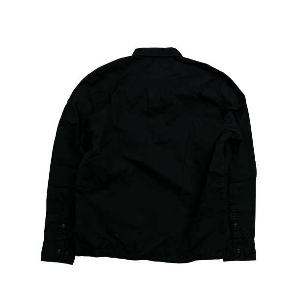 CP Company Black Cotton Quarter Zipped Overshirt - Small