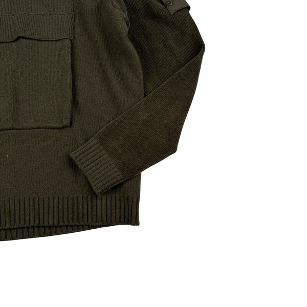 Stone Island 2019 Khaki Ghost Chenille Chest Pocket Hooded Jumper - XXL