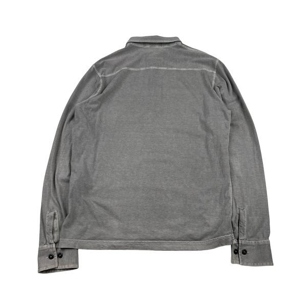 Stone Island Grey Cotton Long Sleeve Polo Shirt - XL