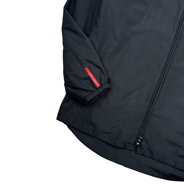 Prada Black Red Tab Soft Shell Quilted Jacket - Medium