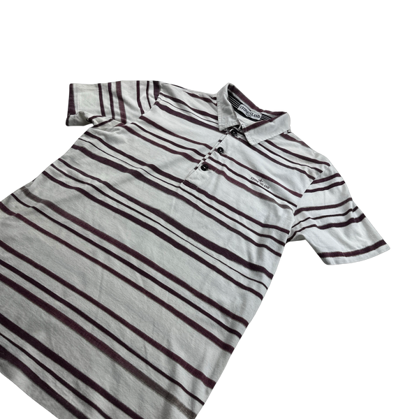 Stone Island Vintage Striped Spellout Polo Shirt - Medium