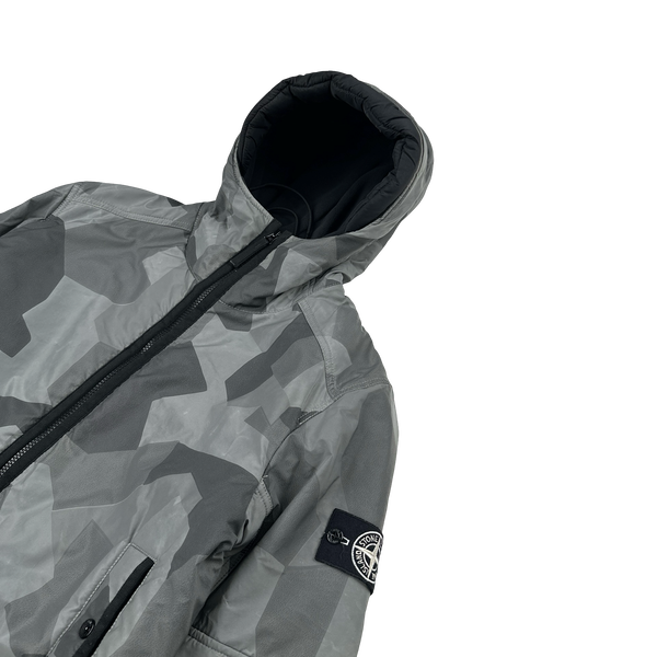 Stone Island 2012 Silver Fleece Lined Camo Reflective Jacket - Large