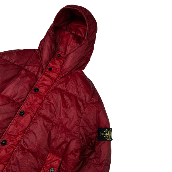 Stone Island 2011 Red Garment Dyed Down Filled Puffer Jacket - Large