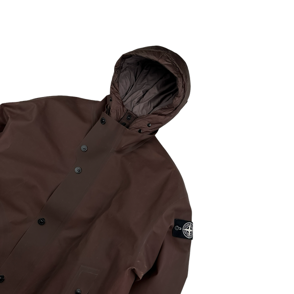 Stone Island 2023 Brown Special Process Poly Strata Down Lined Ice Jacket - Large