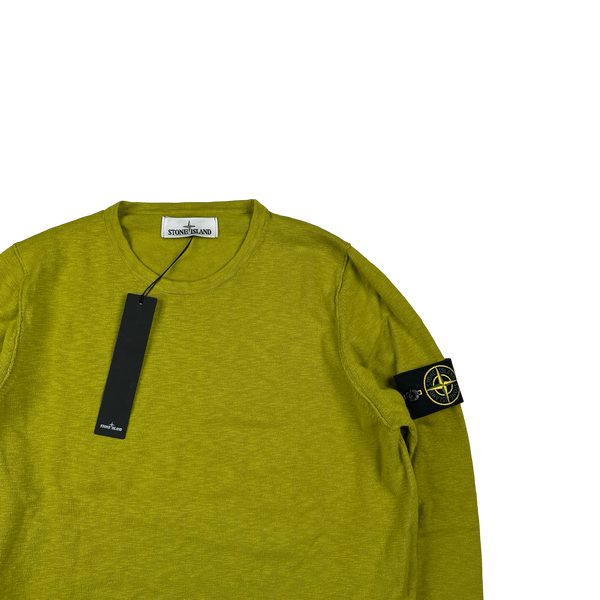 Stone Island 2015 Chartreuse Cotton Knitted Crewneck Jumper - Small