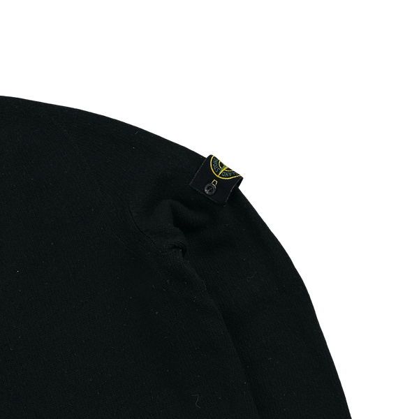 Stone Island Black Lambs Wool Crewneck Knitted Jumper - Large