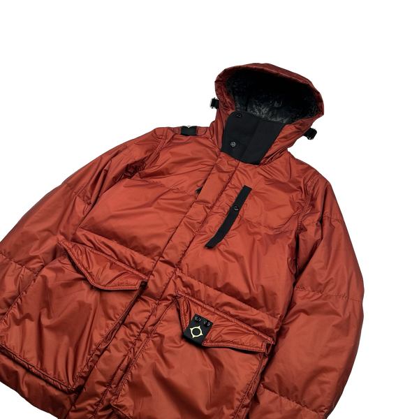 Ma Strum Rust Orange Rip Stop Nylon Quilted Puffer Jacket - Small