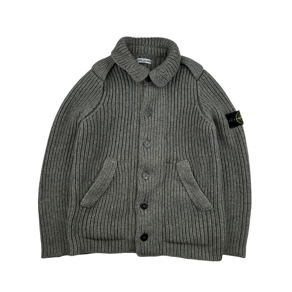 Stone Island 2008 Wool Grey Buttoned Cardigan Jumper - XL
