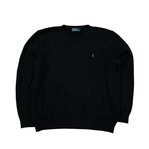 Ralph Lauren Black Knit Crewneck Jumper - Large
