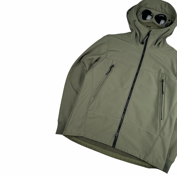 CP Company Khaki Soft Shell R Fleece Lined Hooded Jacket - XXL