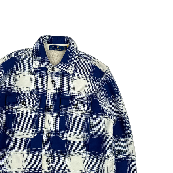 Ralph Lauren Checked Blue Flannel Fleece Lined Shirt - Small
