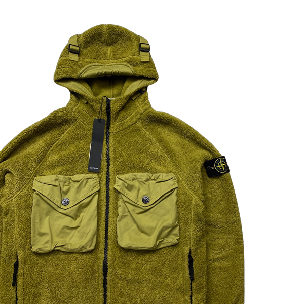 Stone Island 2021 Green Teddy Fleece Zipped Jacket - Small