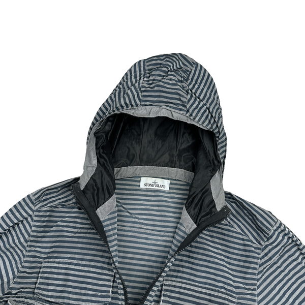 Stone Island 2017 Marina Blue Stripped Nylon Metal Jacket - XL