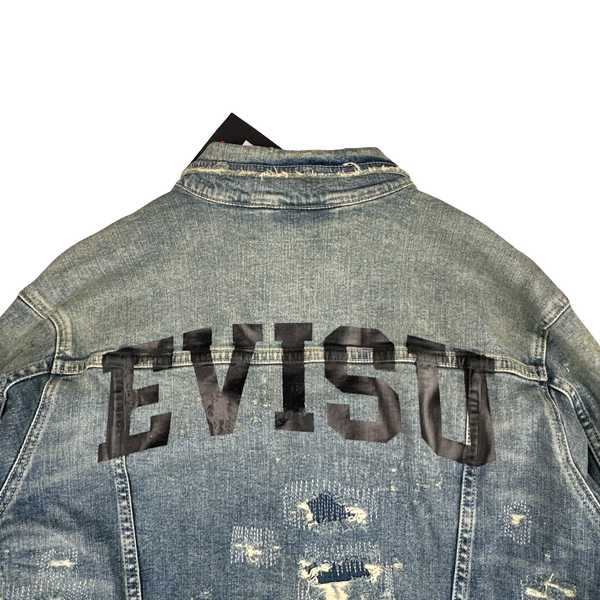 Evisu Multi Pocket Distressed Japanese Denim Jacket - Medium