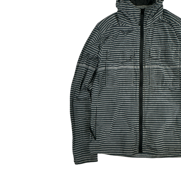 Stone Island 2017 Marina Blue Stripped Nylon Metal Jacket - Medium