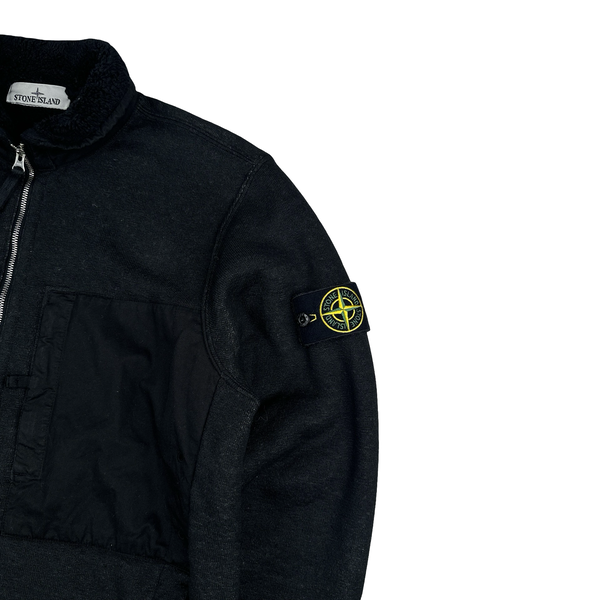 Stone Island 2023 Black Teddy Fleece Zipped Jumper - Medium