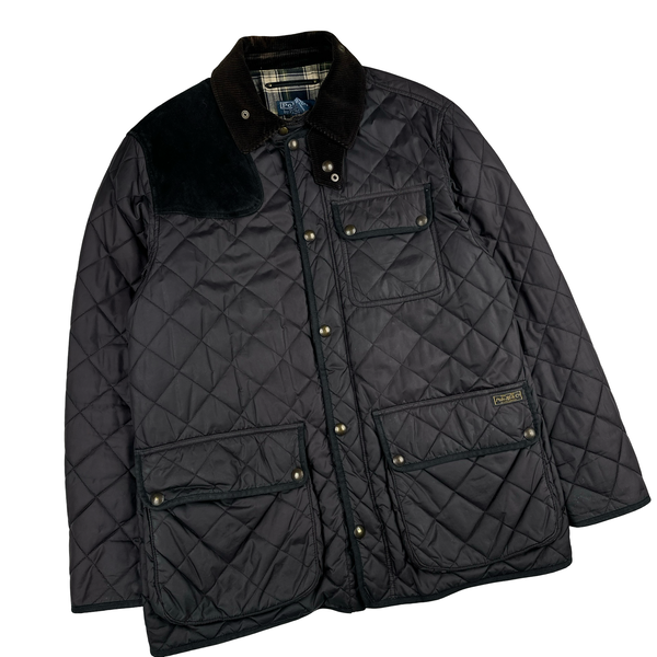Ralph Lauren Corduroy Collar Suede Pocket Quilted Jacket - Large