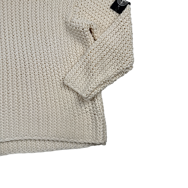 Stone Island 2025 UV-REACTIVE Heavyweight Yarn Knit White/Pink Jumper - XL