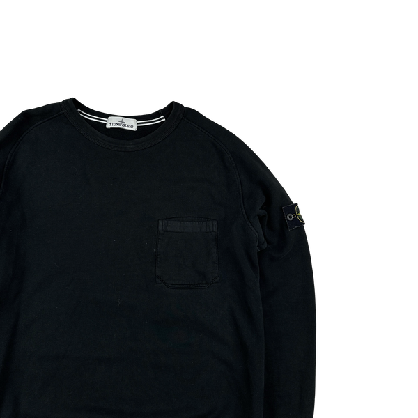 Stone Island 2015 Black Cotton Crewneck Sweatshirt - Large