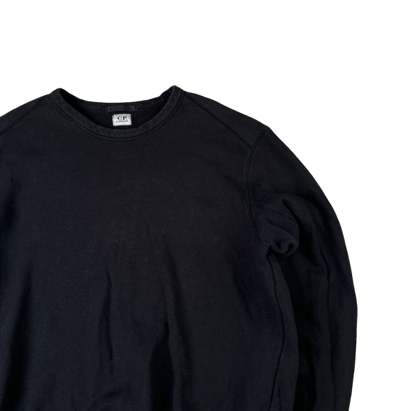 CP Company Black Cotton Spellout Cuff Crewneck Jumper - XXL