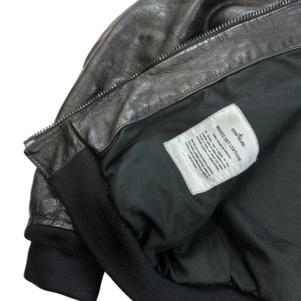 Stone Island 2012 30th Anni Waxed Soft Leather Shearling Reflective Jacket - XL