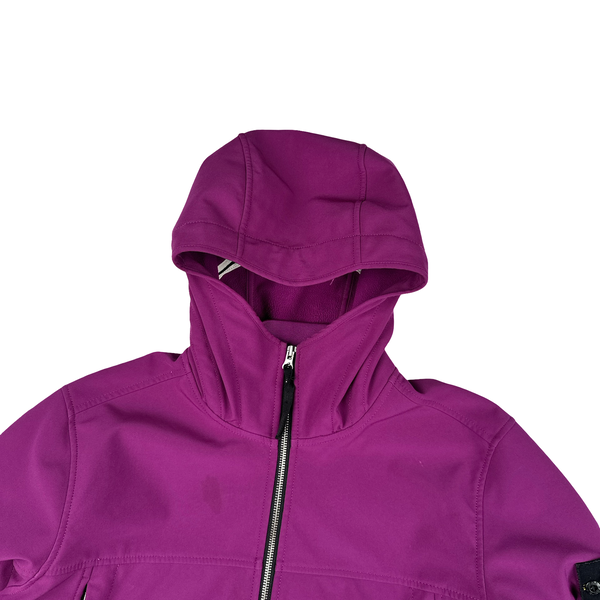 Stone Island Purple Soft Shell E Dye Hooded Jacket - Large