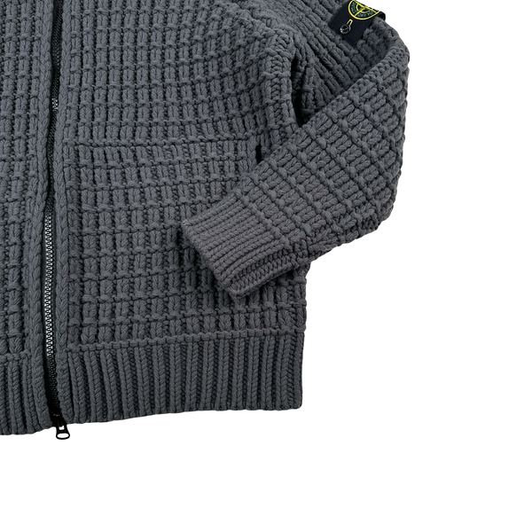 Stone Island 2024 Grey Virgin Wool Thick Knit Hooded Jumper - XXL