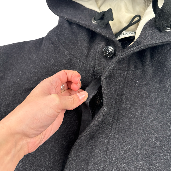 Stone Island 1998 Navy Vinatge Wool Long Parka Jacket - Large