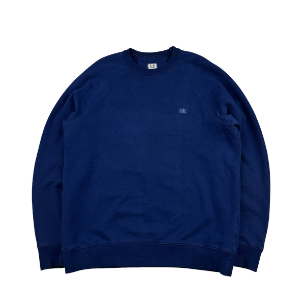 CP Company Blue Cotton Crewneck Patch Jumper - XL
