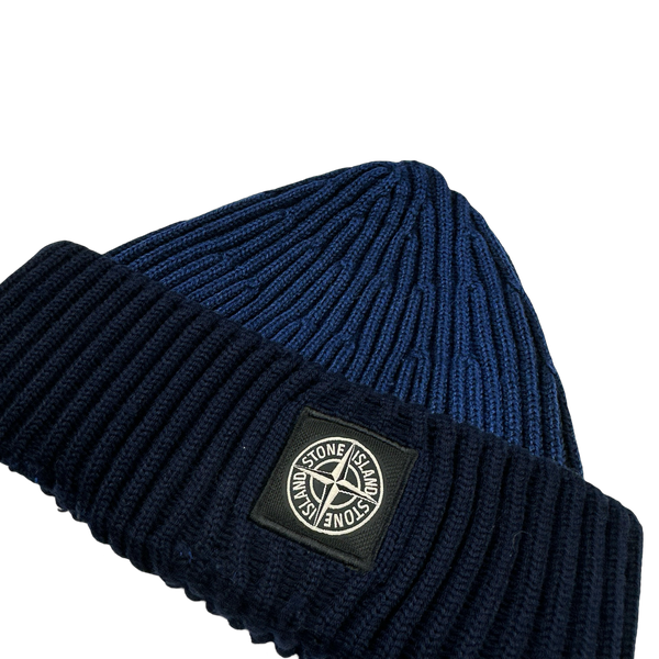 Stone Island 2014 Blue Two Tone Ribbed Beanie