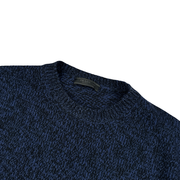 Prada Navy Wool Soft Cashmere Crewneck Knit Jumper - Medium