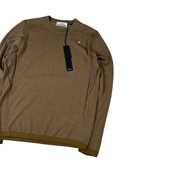 Stone Island 2025 Stellina Brown Primaloft Bio Wool Jumper - Large