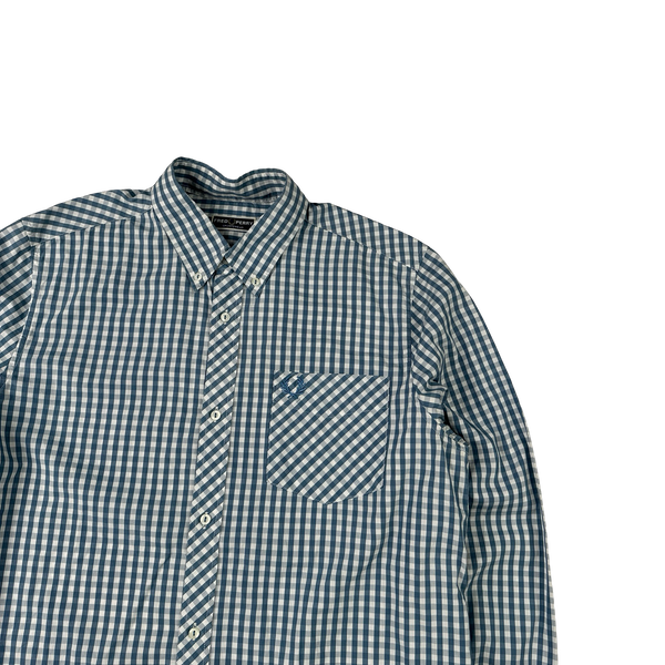 Fred Perry Blue Gingham Buttoned Shirt - Large