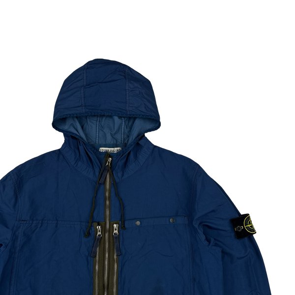 Stone Island 2010 Blue Resin Treated Nylon Jacket - Large