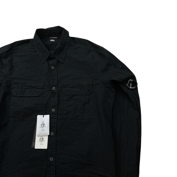 CP Company Black Lens Viewer Nylon Buttoned Shirt - Small