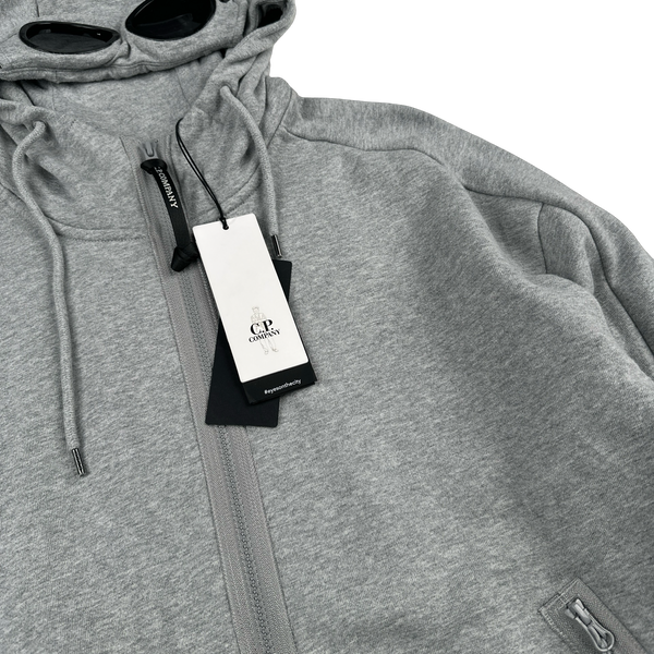 CP Company Grey Cotton Goggle Hoodie - Large