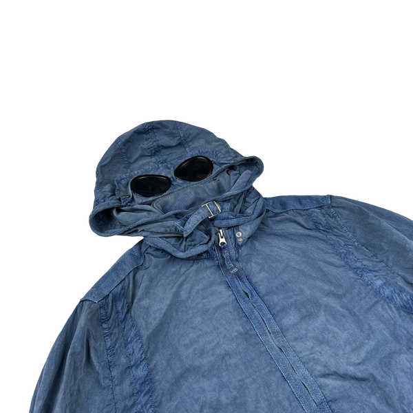 CP Company Blue Nylon Goggle Jacket - Large