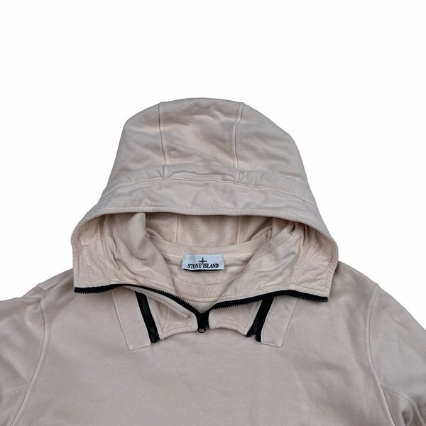 Stone Island 2022 Misty Rose Zip Off Hood Pullover Cotton Jumper - Large