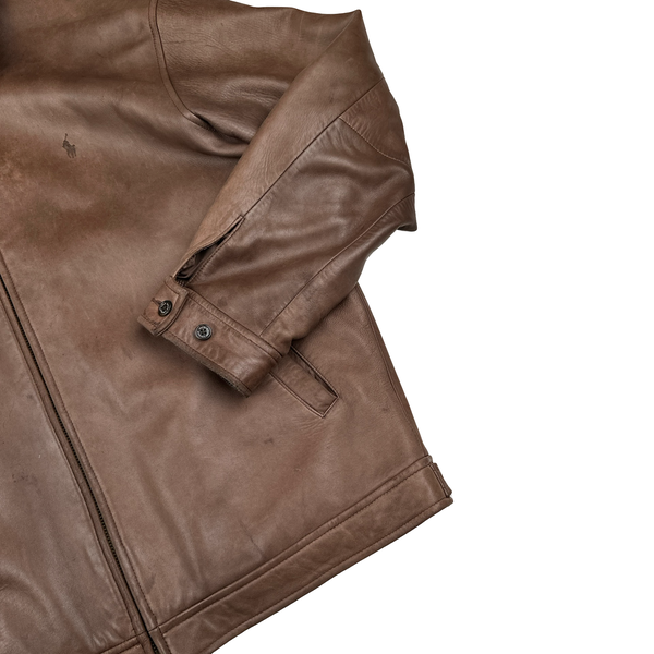 Ralph Lauren Brown Heavyweight Leather Jacket - Large