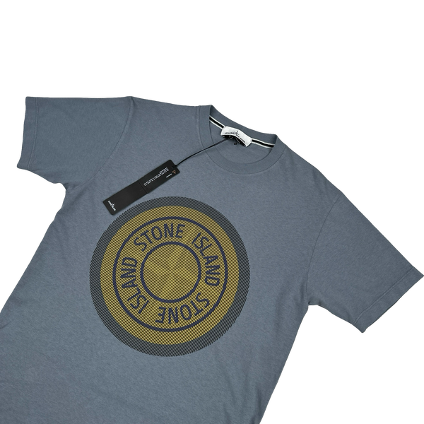 Stone Island 2021 Blue 3D Rubber Logo T Shirt - Small