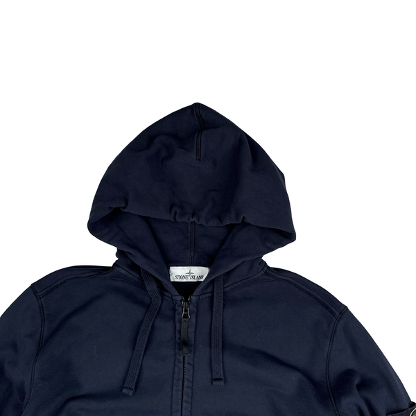 Stone Island Navy Cotton Zipped Hoodie - Large