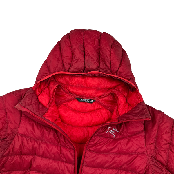Arcteryx Women's Red Down Filled Cerium LT Zipped Hooded Jacket - Medium