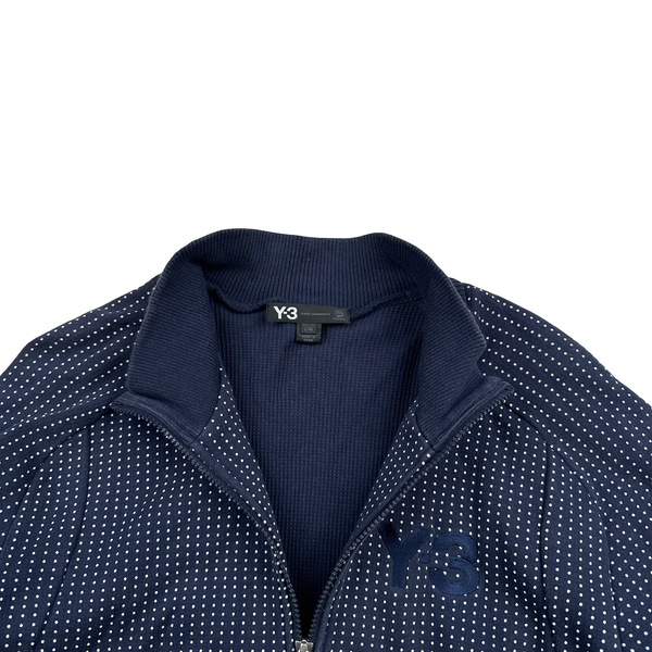 Y-3 Navy Polka Dot Pattern Zip up Cotton Jumper - Large