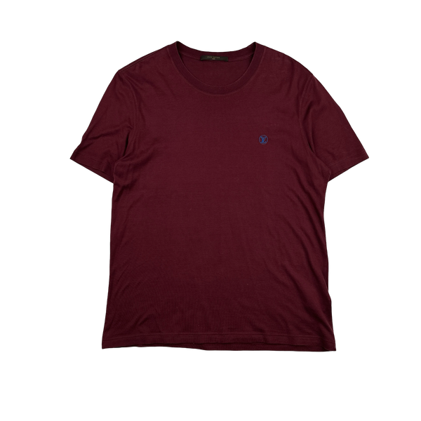 Louis Vuitton Burgundy Emblem Cotton T Shirt - Large
