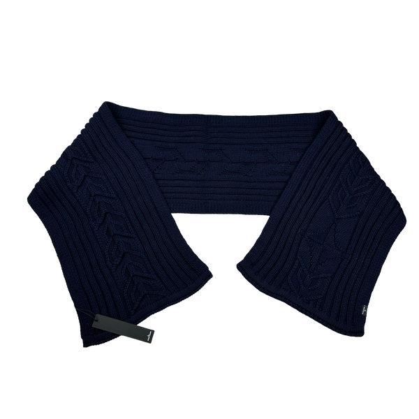 Stone Island 2020 Navy Wool President Knit Patch Scarf