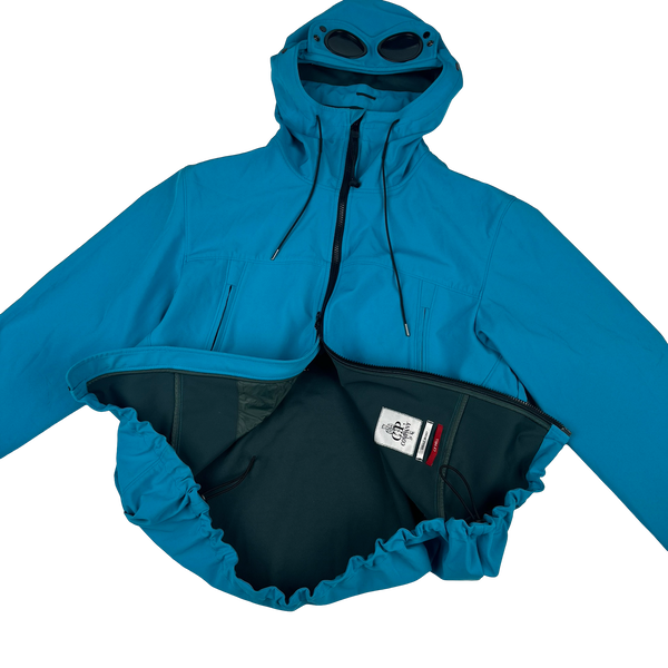 CP Company Blue Soft Shell R Goggle Hooded Zipped Jacket - XXL
