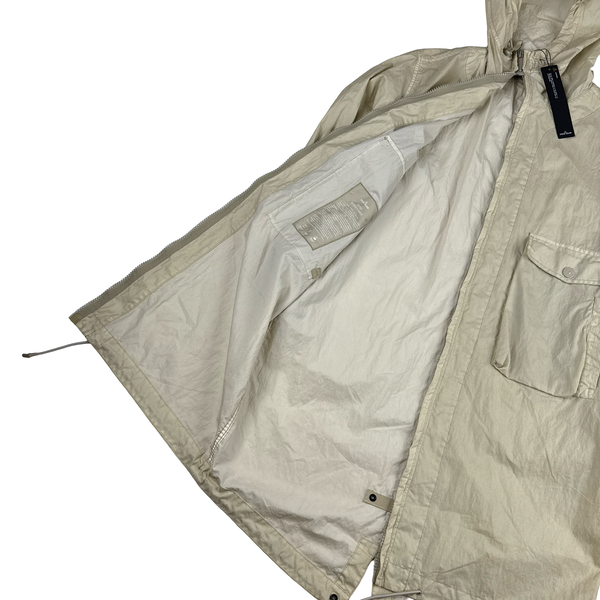 Stone Island 2019 Cream 50 Fili Resinata Ghost Piece Parka Jacket - Large