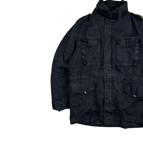 Stone Island 2012 Navy Lino Flax Multi Pocket Lined Zipped Jacket - Large