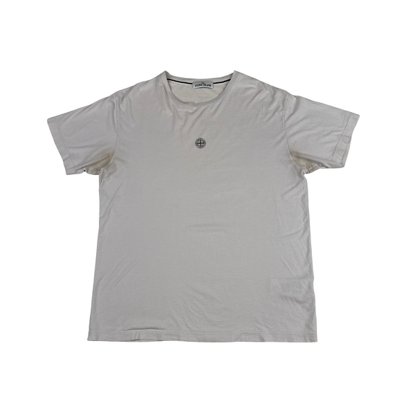 Stone Island White Reflective Spellout T Shirt - XL